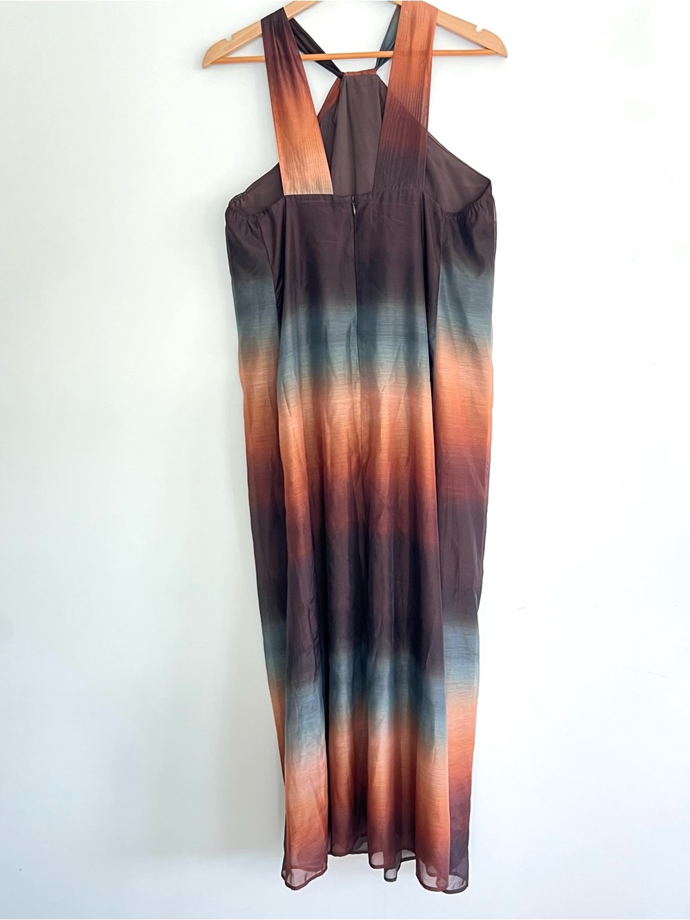 BANANA REPUBLIC Block Multicolor Haltered Sleeveless Cocktail Maxi Dress Sz 12 - Picture 7 of 16